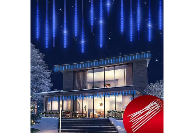 MONZANA® Lichterkette Meteorschauer 480 LED Außen Wetterfest 10 Röhre je 50 cm Innen Weihnachten Eisregen Regenlichterkette Weihnachtsbeleuchtung blau