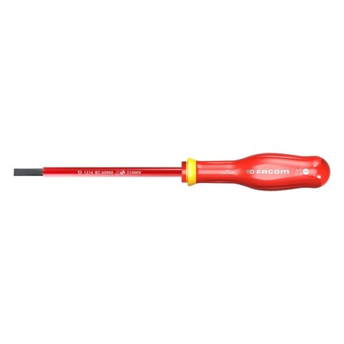 Facom - Isolierter Protwist-Schraubendreher 10000 Volt für Schlitzschrauben 5,5 x 125 – 5,5 mm Senkkopfklinge – – AT5,5 x 125 ve