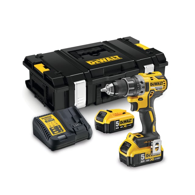 18V DEWALT Brushless-Schraubmaschine + 2 x 5Ah Li-Ion Akkus + Tstak-Koffer - DCD791P2