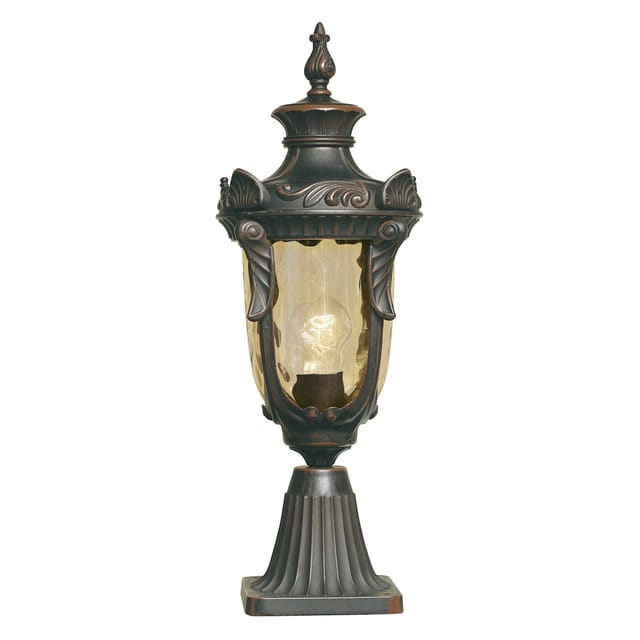 Sockel Laterne philadelphia Jugendstil mit Amberglas, Höhe 54cm