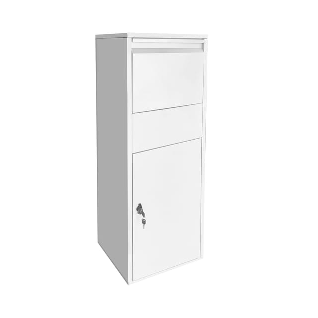 Wiltec Paketkasten weiß 460 x 450 x 1400 mm, Paketbox Zuhause, private Paketannahme passend für Pakete der Größe S und L, Standbriefkasten
