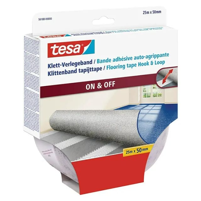 Tesa - Klett-Verlegeband zum Aufkleben (l x b) 25 m x 50 mm Weiß 1 St.