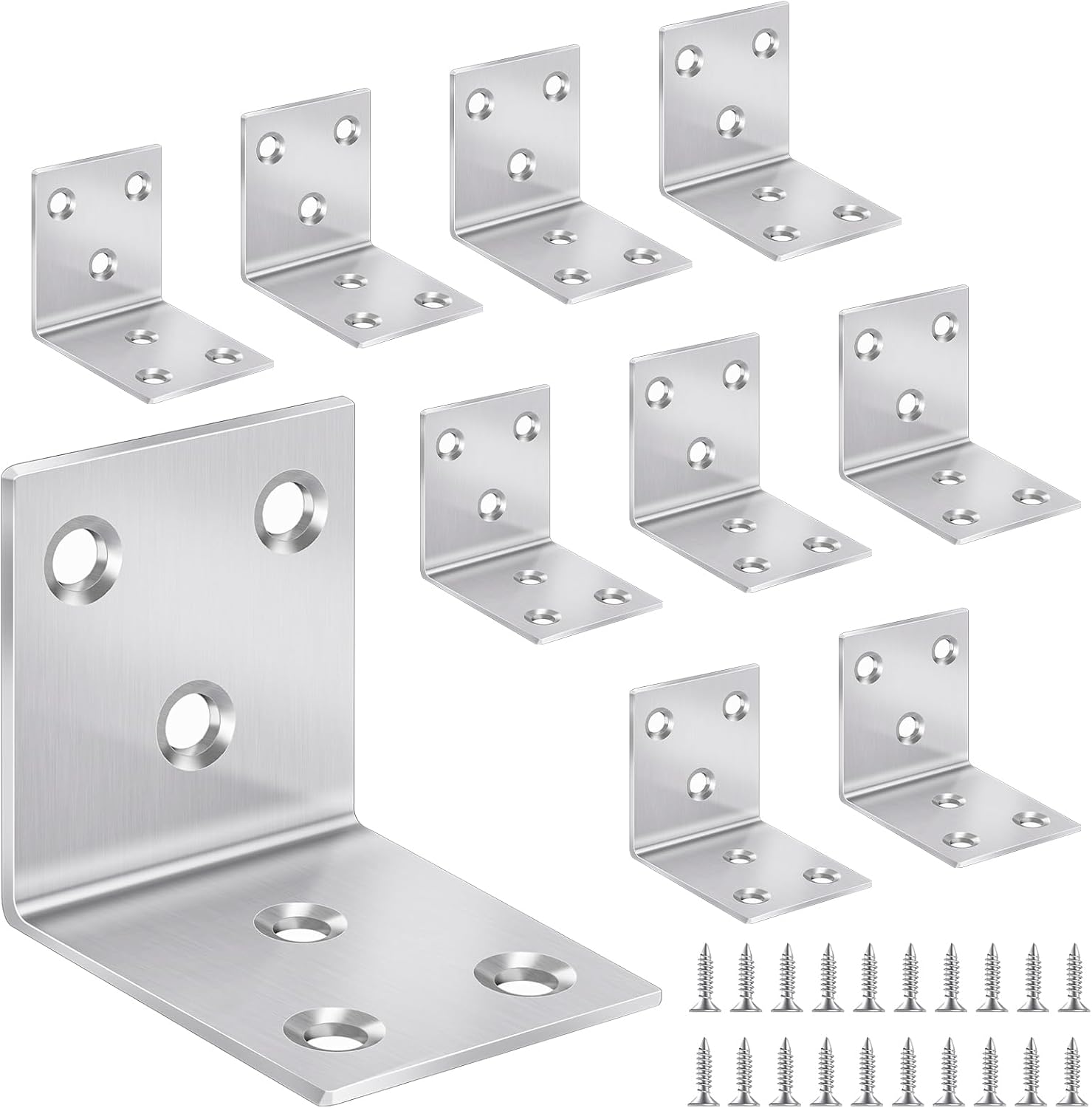Set Mit 10 Eckwinkeln, Edelstahl 40x40x40mm, 90 Grad Rechtwinklig, Für Holzmöbel