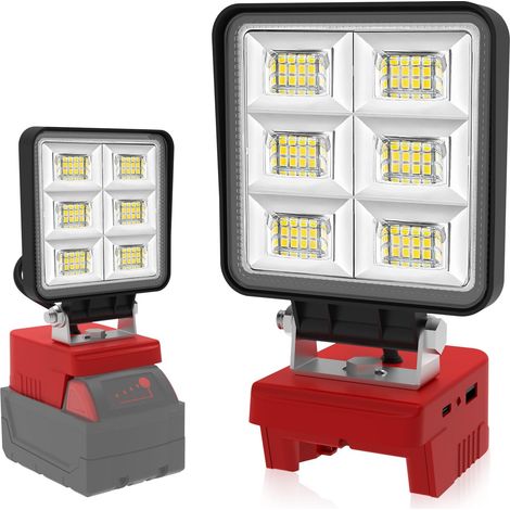 1 Led-arbeitsleuchte, 48 W, 5200 Lm, Kompatibel Mit Milwaukee 18-v-akku, Usb-typ-c-anschluss, Werkstatt, Camping, Reparatur
