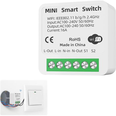 1 Intelligenter Schalter, Tuya Wlan-modul, Kompatibel Mit Alexa Und Google, 86-mm-unterputzmontage, Heimbeleuchtungssteuerung