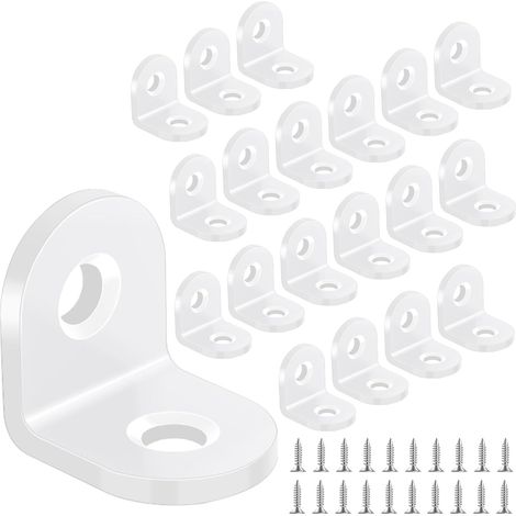 20er-pack Eckwinkel, Kohlenstoffstahl, 20 X 20 Mm, Weiß, 90°, Inklusive Schrauben, Für Regale Und Möbel