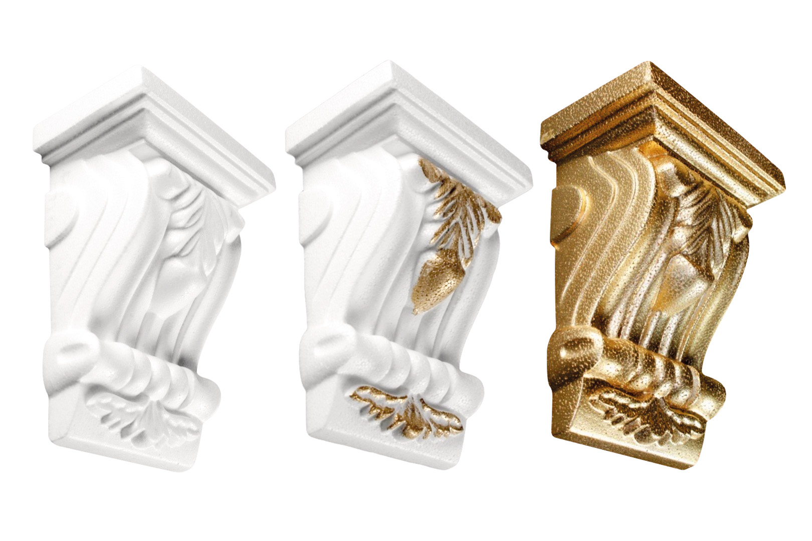 1 Konsole Stuck Dekorativ Eps Wand Dekor Auswahl 11x14cm K-01: Gold