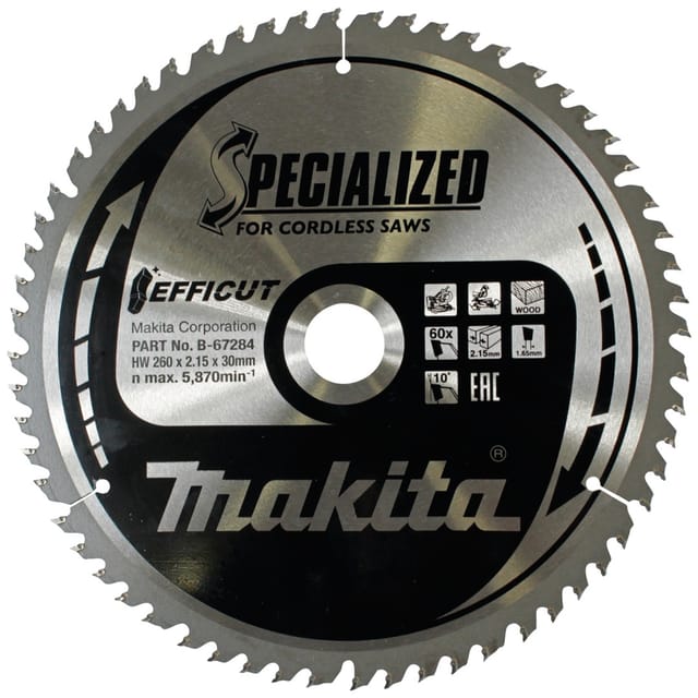 Sägeblatt 260x2,15x30, 60Z efficut Holz - Makita