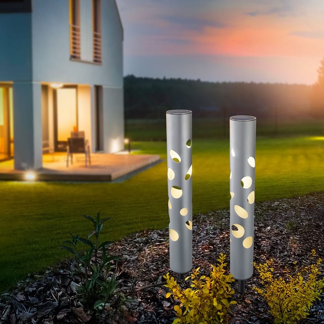 esotec Solarstecker für außen FANTASY LIGHT 48 2er SET ALUMINIUM IP44 102132