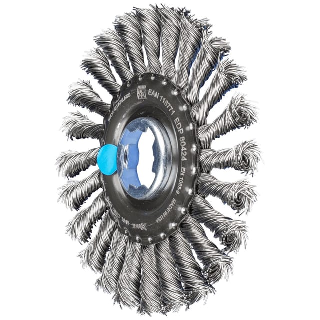 Rundbürste gezopft rbg ø 125x12 Bohrung 22,2 mm/X-LOCK Edelstahl-Draht-Ø 0,50mm Winkelschleifer - Pferd