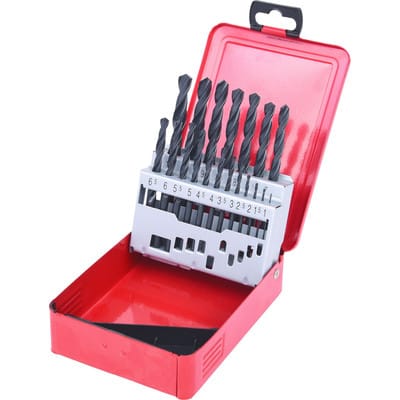 Hss-r Spiralbohrer-Satz, Stahlblechkassette, 19-tlg, 1-10mm