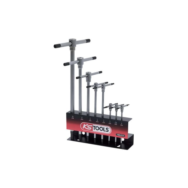 KS TOOLS Schlüsselsatz - T-Griff - Auf Metall-Display - 8-teilig - 158.5111