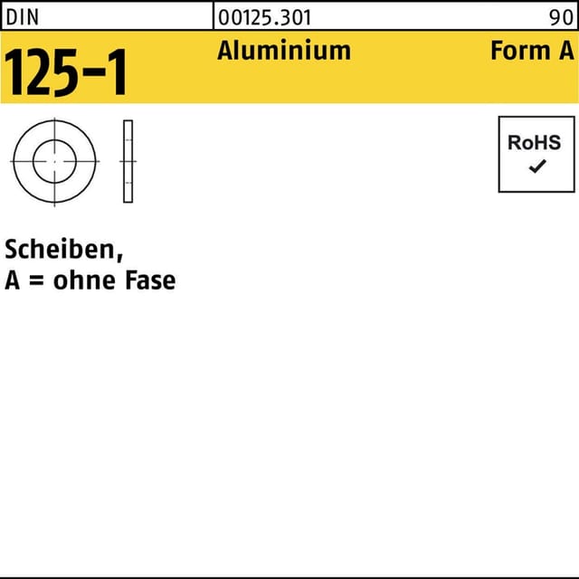 Unterlegscheibe DIN 125-1 Form A 13 x24 x2,5 Aluminium