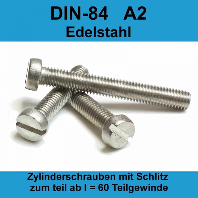 Zylinderschraube DIN 84/ISO 1207 Schlitz M 2,5 x 6 A 2