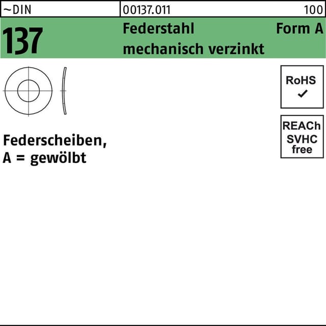 Federscheibe DIN 137 A 4 Federstahl mechanisch verzinkt