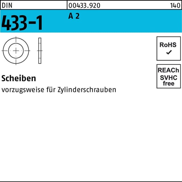 Scheibe DIN 433-1 6,4 x11 x1,6 A 2