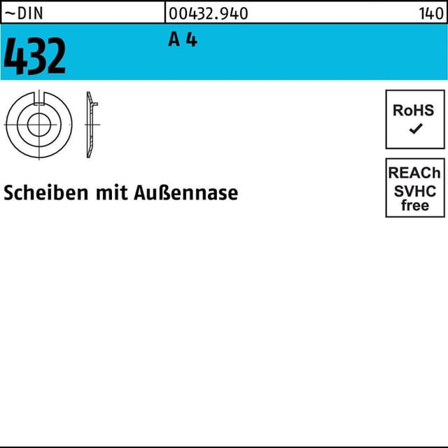 Scheibe DIN 432 m.Außennase 31 A 4