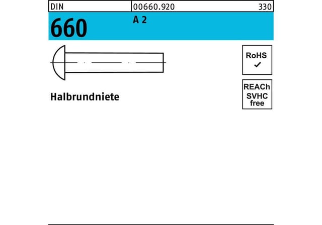 Halbrundniete din 660 5 x 8 a 2