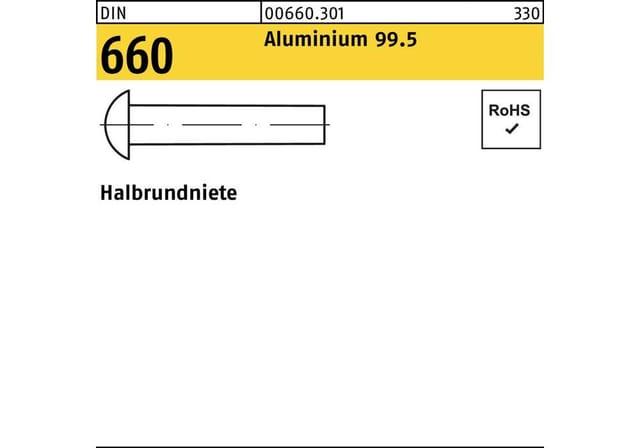 Halbrundniete din 660 2 x 12 Aluminium 99.5