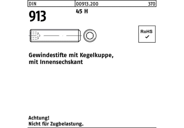 Gewindestift din 913 Kegelkuppe/Innen-6-kant m 4 x 12 45 h