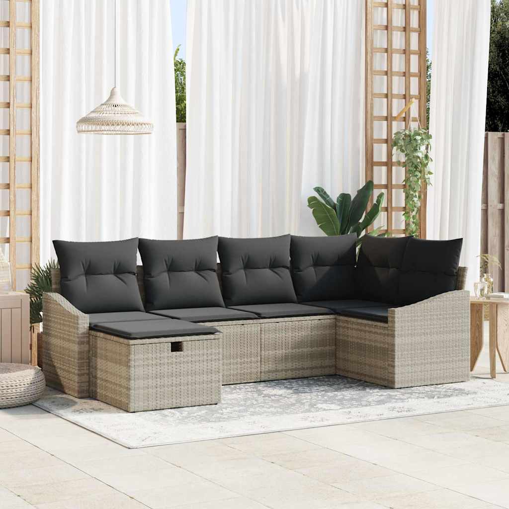 Sofa Set Mit Kissen 6 Pcs Hellgrau Und Grau Poly-rattan