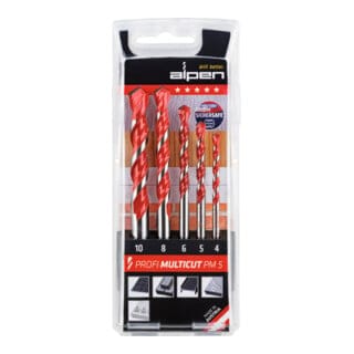 MultiCut 100705100 Hartmetall Mehrzweckbohrer-Set 5teilig 4 mm, 5 mm, 6 mm, 8 mm, 10 mm Zylin - Alpen