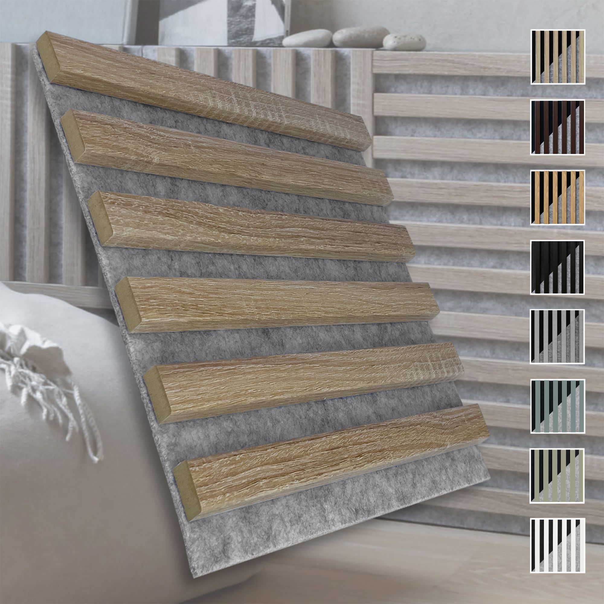 Marbet Design Akustikpaneele Akustikquadrate 30x30cm Und 40x40cm Wandverkleidung: Grau - Sonoma Eiche, 30x30 Cm