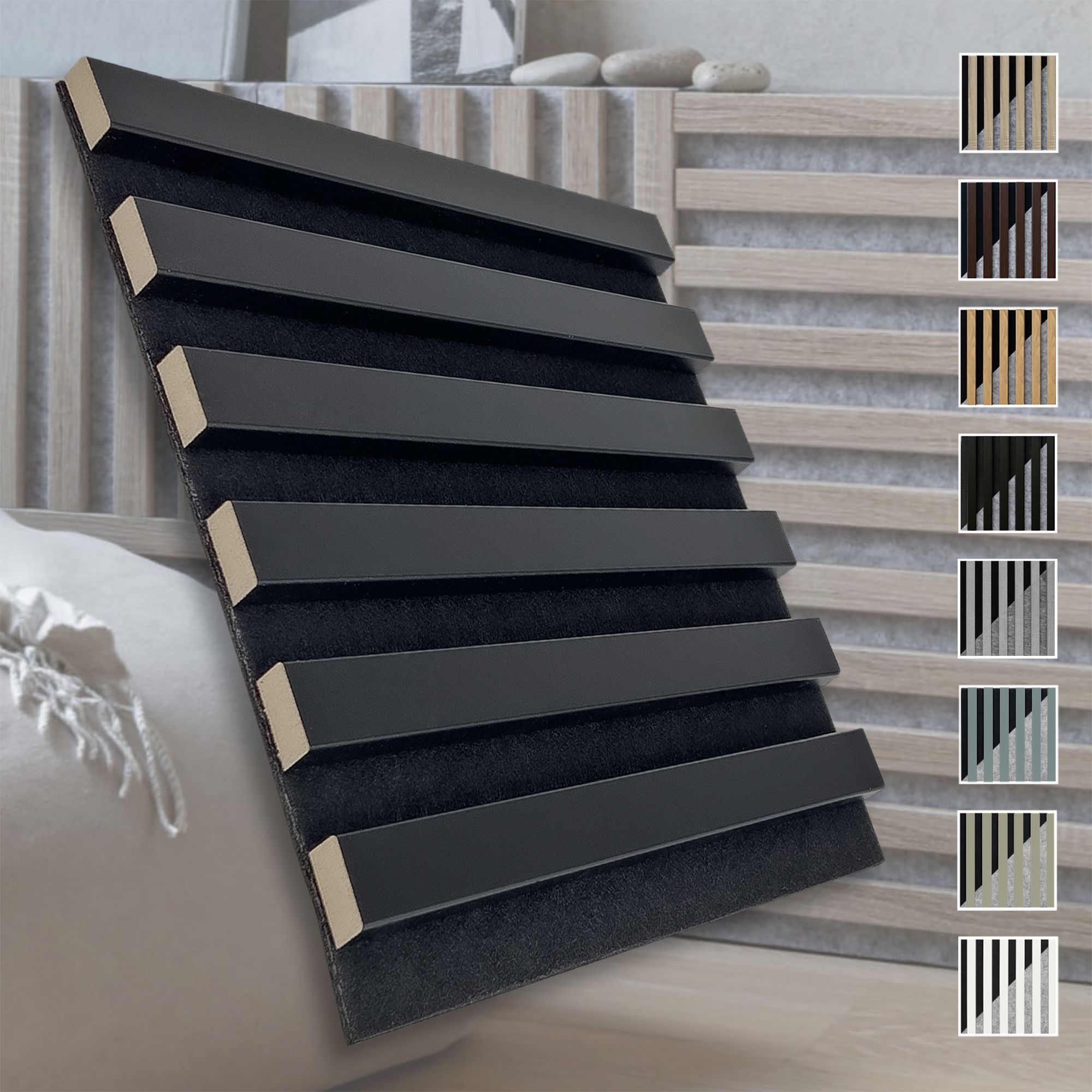 Marbet Design Akustikpaneele Akustikquadrate 30x30cm Und 40x40cm Wandverkleidung: Schwarz - Schwarz Matt, 30x30 Cm