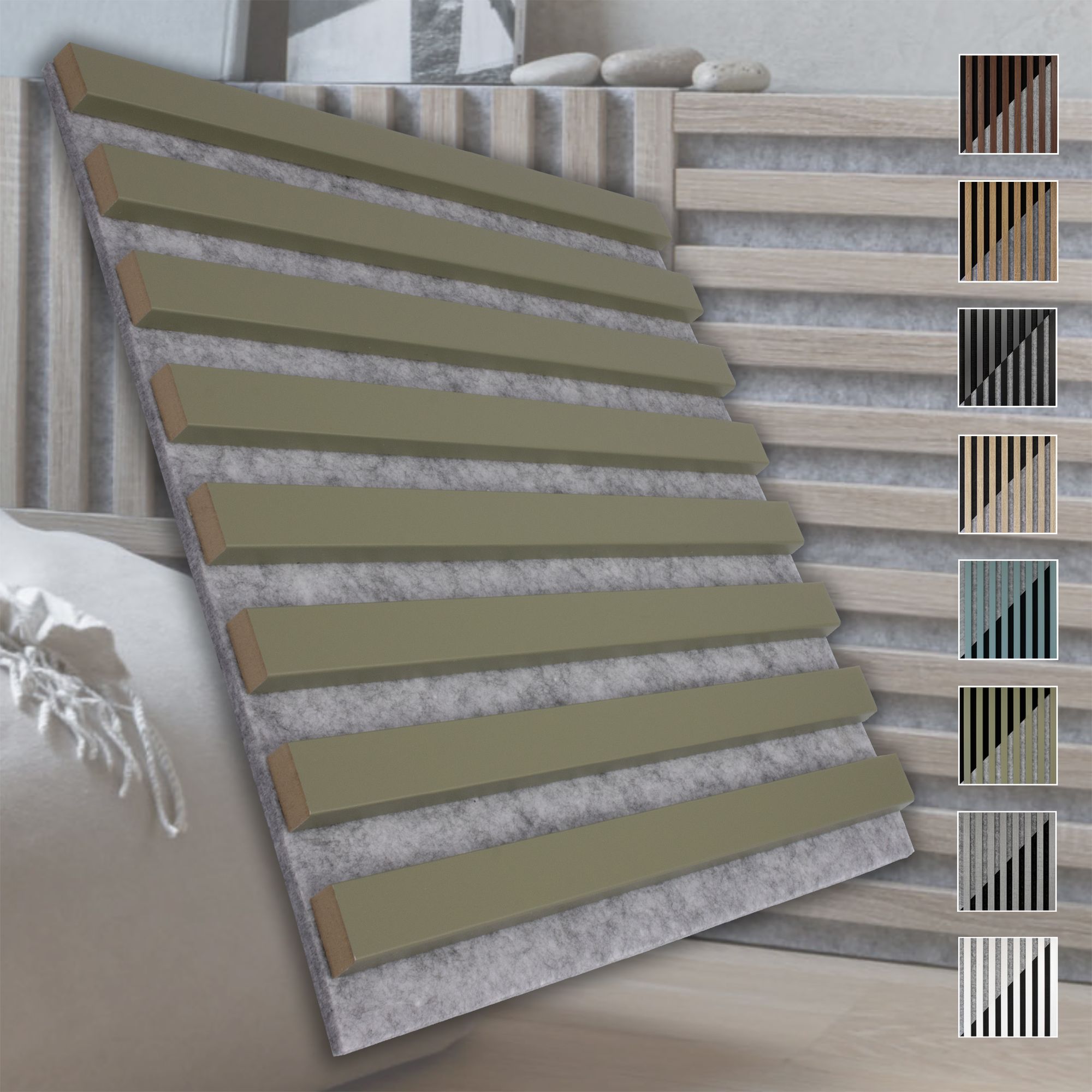 Marbet Design Akustikpaneele Akustikquadrate 30x30cm Und 40x40cm Wandverkleidung: 40x40 Cm, Grau - Olive