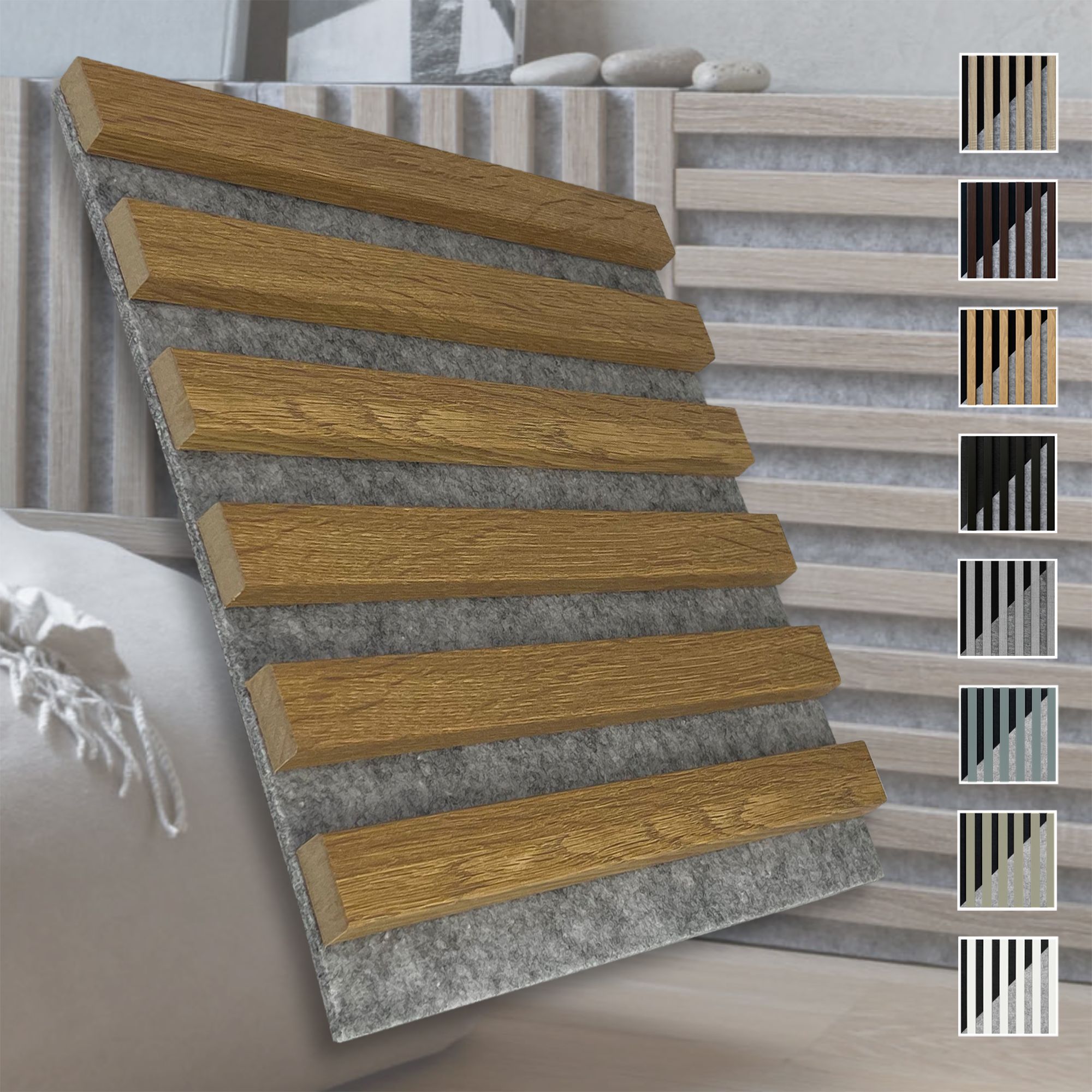 Marbet Design Akustikpaneele Akustikquadrate 30x30cm Und 40x40cm Wandverkleidung: Grau - Eiche Hell, 30x30 Cm
