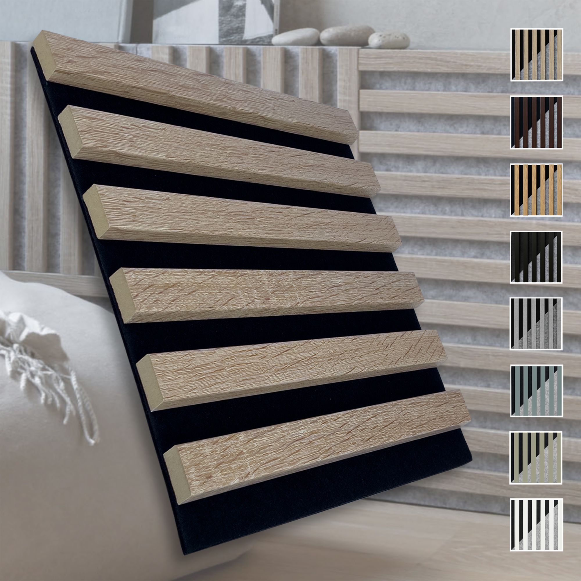 Marbet Design Akustikpaneele Akustikquadrate 30x30cm Und 40x40cm Wandverkleidung: Schwarz - Sonoma Eiche, 30x30 Cm