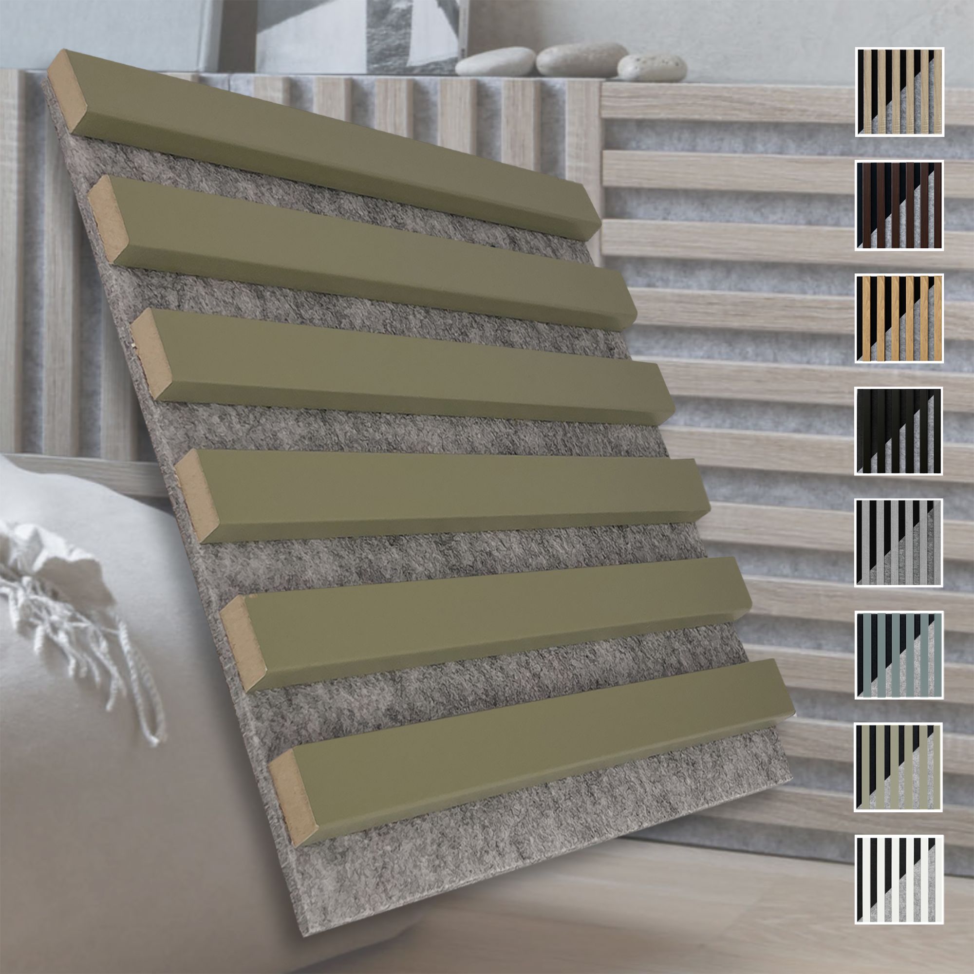 Marbet Design Akustikpaneele Akustikquadrate 30x30cm Und 40x40cm Wandverkleidung: 30x30 Cm, Grau - Olive