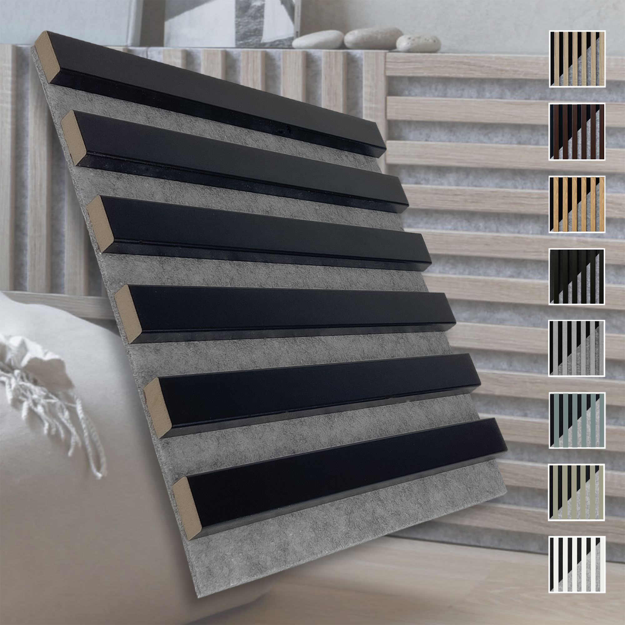 Marbet Design Akustikpaneele Akustikquadrate 30x30cm Und 40x40cm Wandverkleidung: Grau - Schwarz Matt, 30x30 Cm