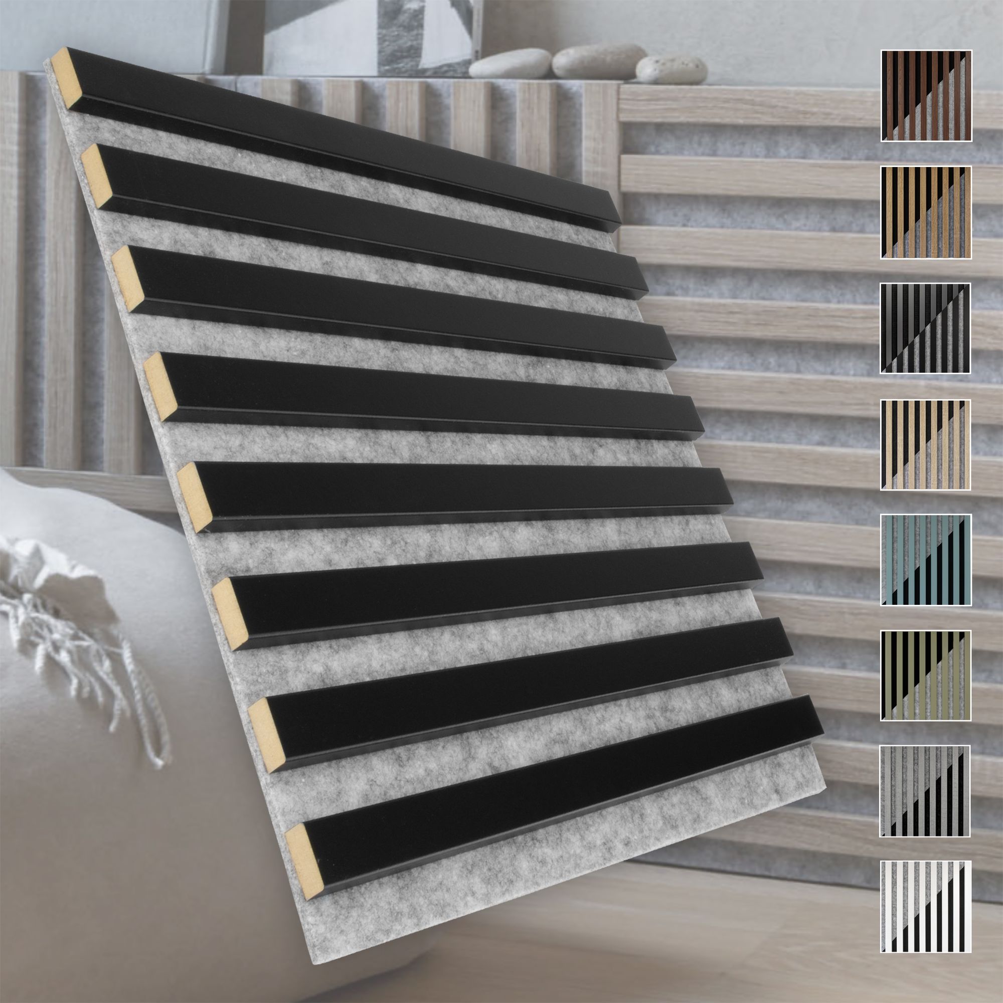 Marbet Design Akustikpaneele Akustikquadrate 30x30cm Und 40x40cm Wandverkleidung: Grau - Schwarz Matt, 40x40 Cm