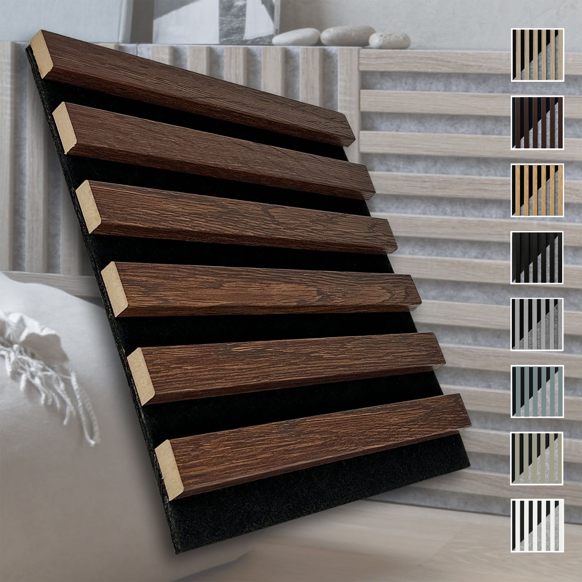 Marbet Design Akustikpaneele Akustikquadrate 30x30cm Und 40x40cm Wandverkleidung: Schwarz - Eiche Dunkel, 30x30 Cm