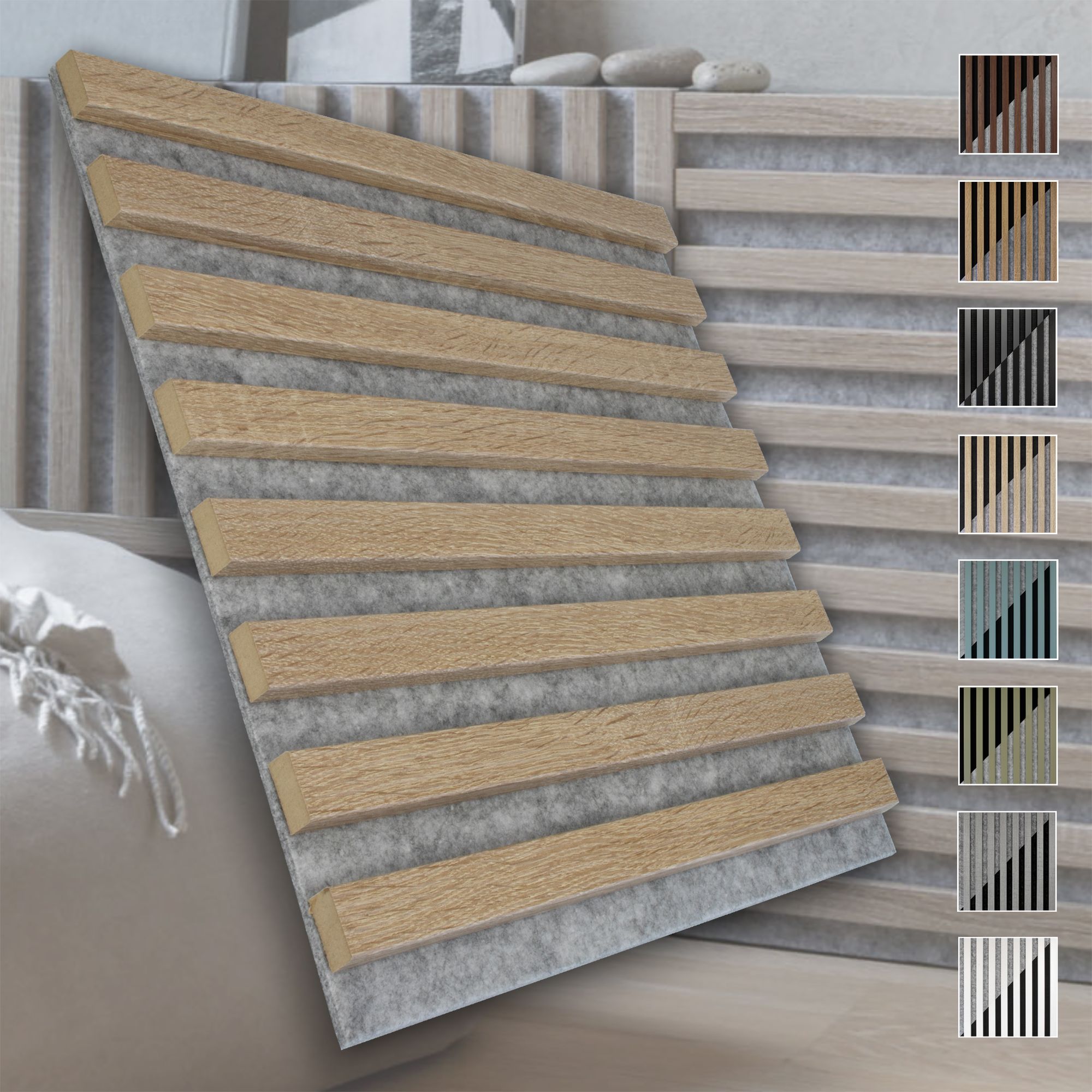 Marbet Design Akustikpaneele Akustikquadrate 30x30cm Und 40x40cm Wandverkleidung: Grau - Sonoma Eiche, 40x40 Cm
