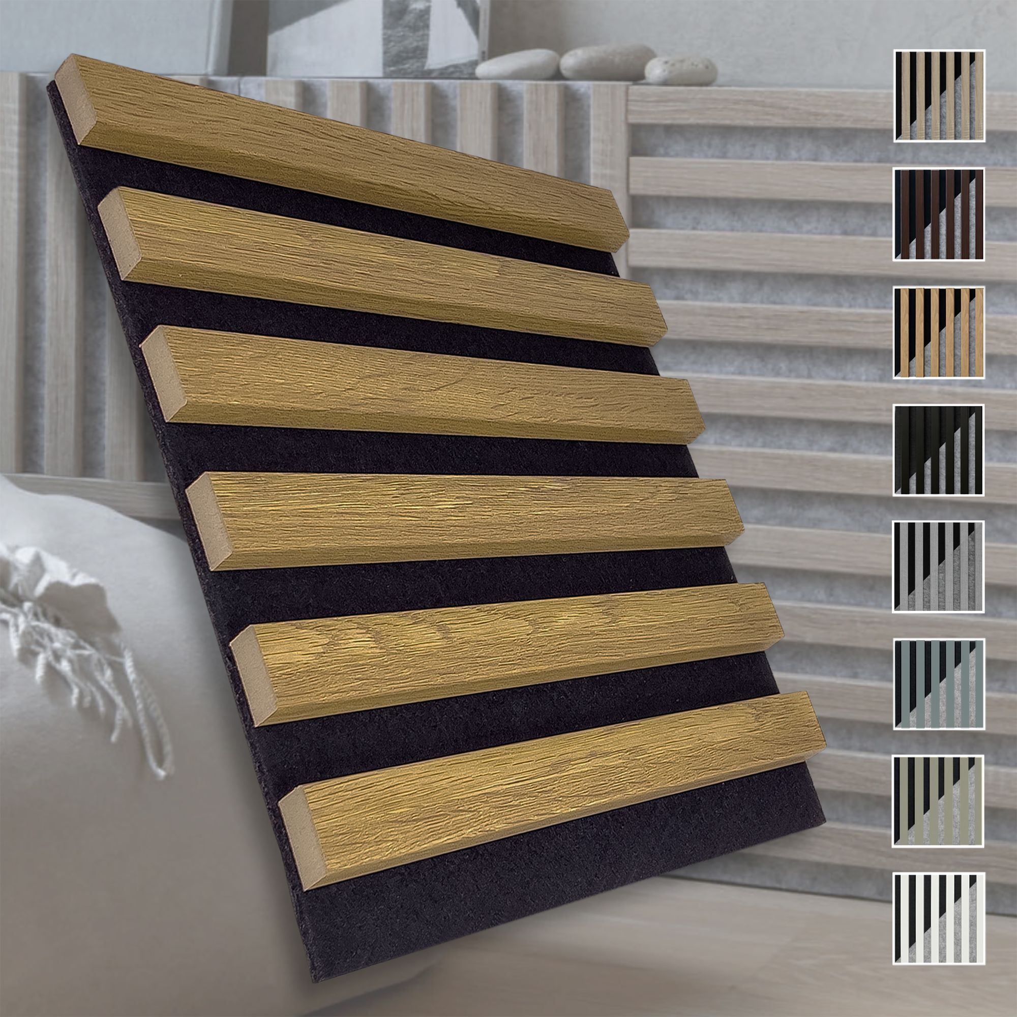 Marbet Design Akustikpaneele Akustikquadrate 30x30cm Und 40x40cm Wandverkleidung: Schwarz - Eiche Hell, 30x30 Cm