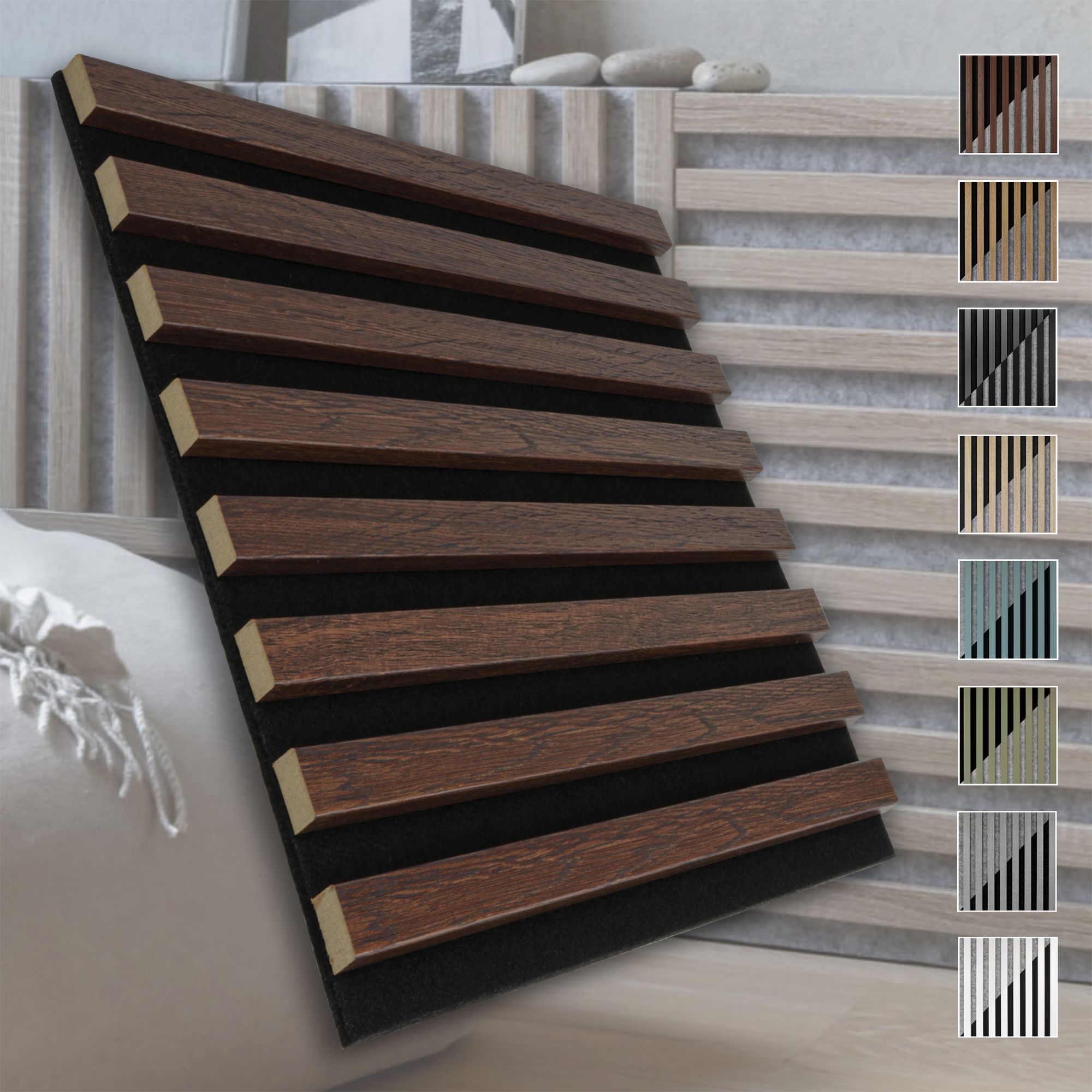 Marbet Design Akustikpaneele Akustikquadrate 30x30cm Und 40x40cm Wandverkleidung: Schwarz - Eiche Dunkel, 40x40 Cm