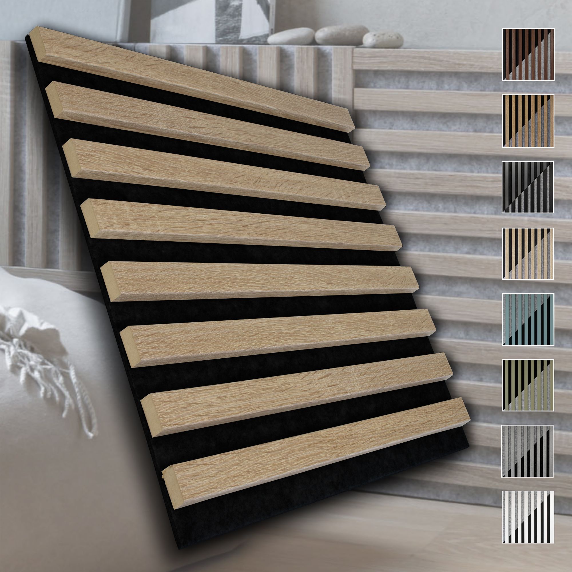 Marbet Design Akustikpaneele Akustikquadrate 30x30cm Und 40x40cm Wandverkleidung: Schwarz - Sonoma Eiche, 40x40 Cm