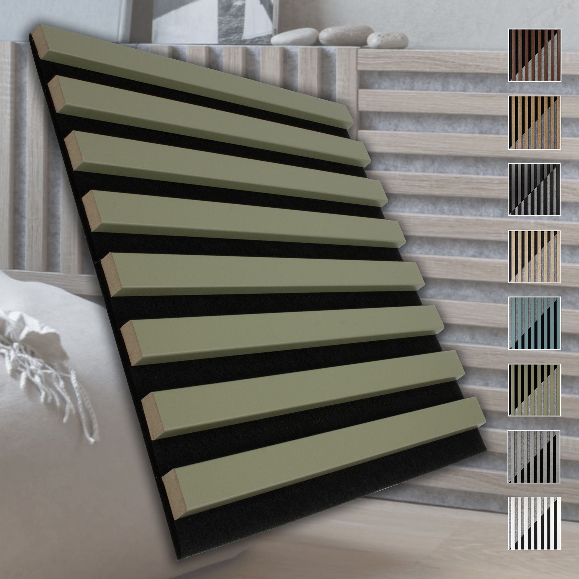 Marbet Design Akustikpaneele Akustikquadrate 30x30cm Und 40x40cm Wandverkleidung: 40x40 Cm, Schwarz - Olive
