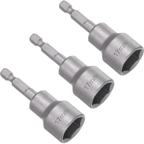Set Mit 3 Magnetischen 17-mm-sechskant-steckschlüsseln, Sechskantschaft, Steckschlüssel-bit-set, Magnetischer Adapter Für Akkuschrauber Und Bohrmaschinen, Länge 65–17 Mm