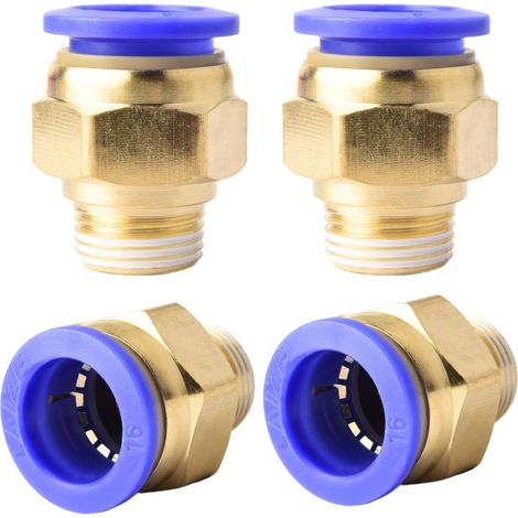 4 Stück 10 Mm 1/2″ Pt Gerades Außengewinde Push-to-connect Pneumatische Steckverbinder Schnellverbinder Pc Pc16-3/8