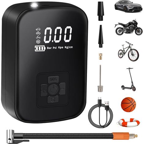 Tragbarer Luftkompressor, 4000 Mah Mini-elektropumpe 150 Psi Für Elektrofahrräder Mit Digitalem Lcd-bildschirm, 4 Modi, Wiederaufladbarer Reifenfüller Für Fahrräder, Motorräder, Roller, Bälle -
