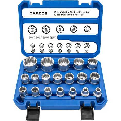 19-teiliger 1/2"-torx-steckschlüsselsatz (innengewinde) Xzn, 6- Und 12-kant Für E10-e24, Mehrzahn-steckschlüsselsatz 8-32 Mm -