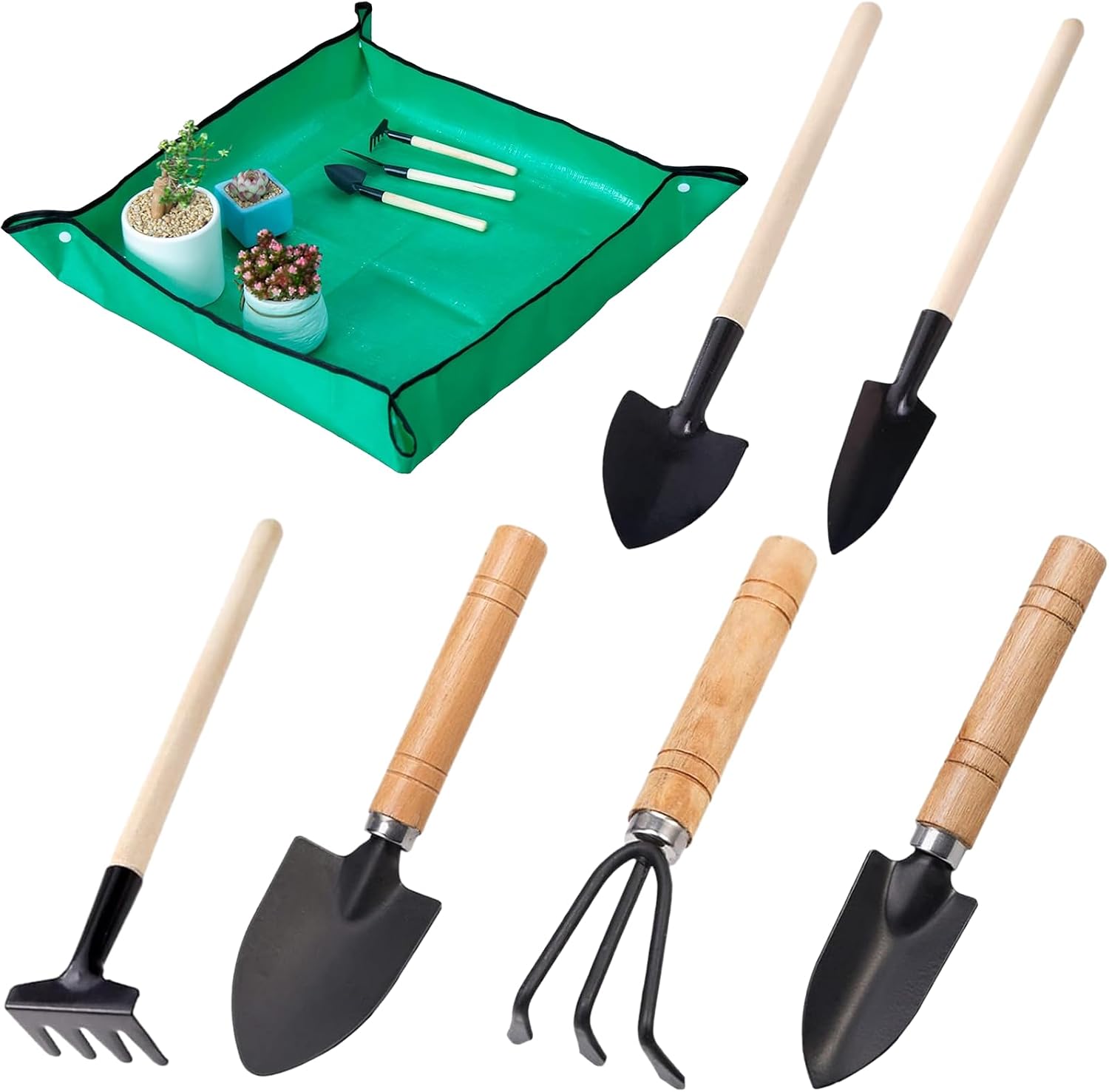 7-teiliges Mini-gartenwerkzeugset Für Kleine Gärtner Mit Holz- Und Eisengriffen, Mini-handgartenwerkzeugset Für Kinder