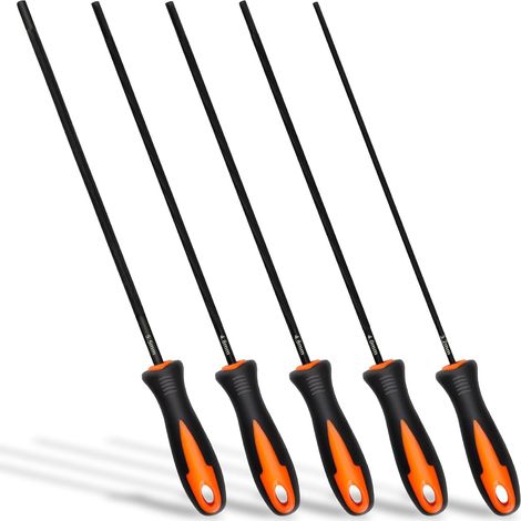 5-teiliges Kettensägenfeilen-set, Kettensägen-schärffeilen Mit Griff, Größen 3,2 Mm, 4,0 Mm, 4,8 Mm, 5,5 Mm, Professionelle Qualität -