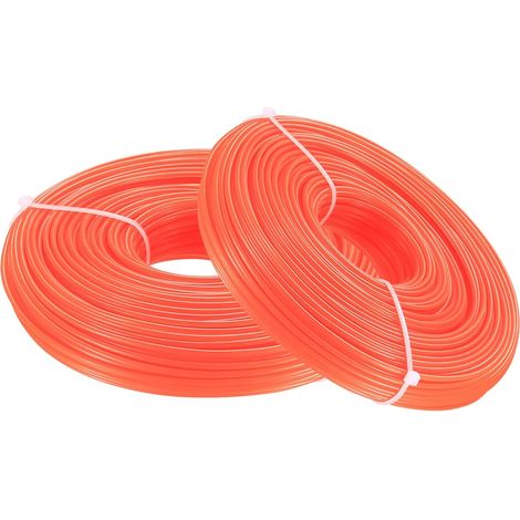 2 Rollen 2,0 Mm X 50 M Freischneiderfaden, Nylon Für Rasentrimmerfadenaufroller, Orange, Insgesamt 100 Meter -