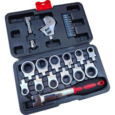 Mechanischer Werkstattschlüsselsatz, Werkzeug, Professioneller Ratschensatz, Industrielle Wartung, Kfz-set, 26-teilig -