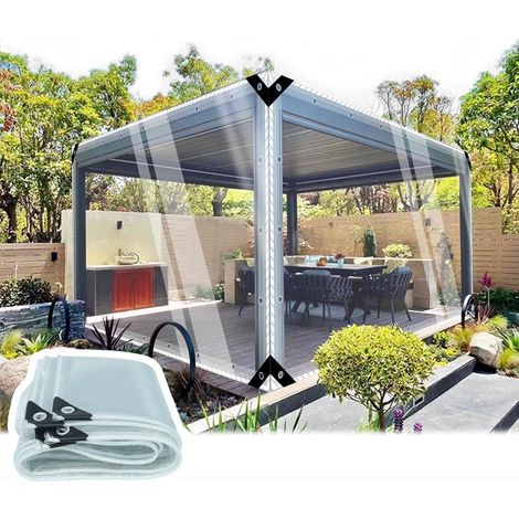 Transparente Plane Mit Ösen, 0,35 Mm Dick, Mehrzweck-pvc, Wasser- Und Staubdicht, Für Pool, Garten, Auto, Möbel Und Terrasse. (h: 2 M, B: 3 M, 400 G/m²)
