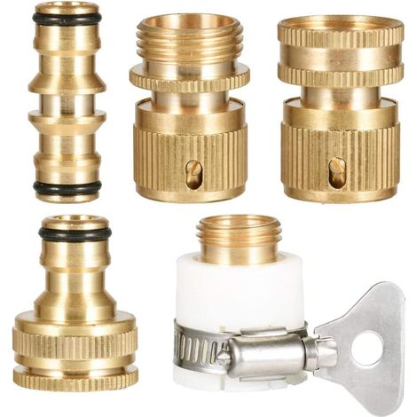 4 Stück Gartenschlauchverschraubungen Aus Massivem Messing, 3/4-zoll-schnellkupplungsadapter (männlich Und Weiblich) Für Bewässerung (bsp) – 5er-pack